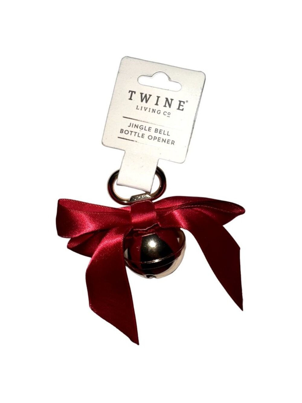 Twine Living Co Jingle Bell Bottle Opener Gold Stocking Stuffer Gift Ornament 3"